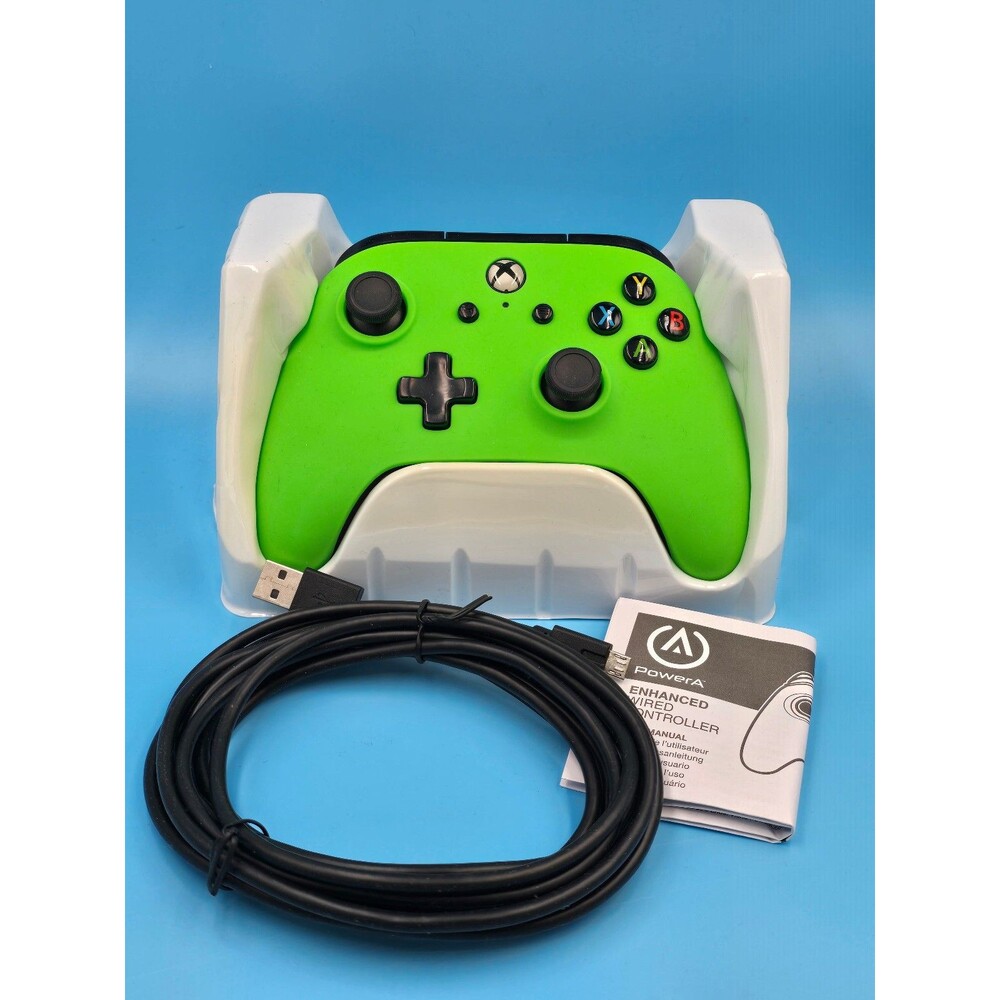 PowerA Green Black Wired Controller Xbox One Windows 10 New Open Box